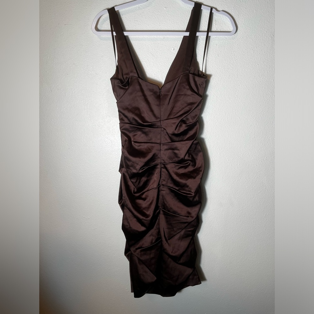 Cache Brown Ruched Midi Dress - Picture 5 of 6